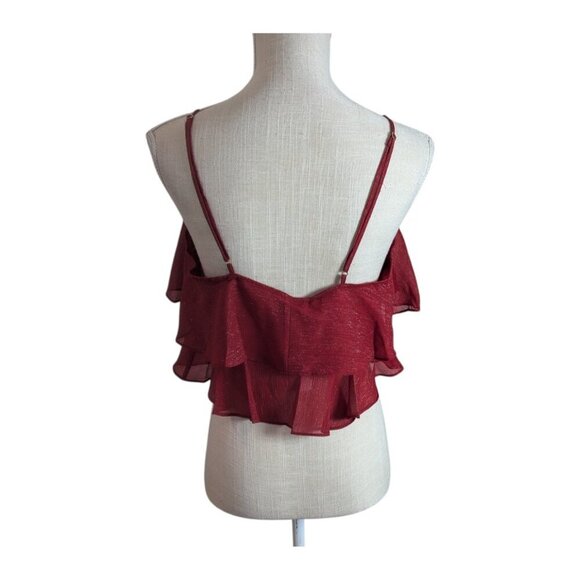 Rumored Red Sparkle Ruffle Cami Tank Top - Picture 5 of 7